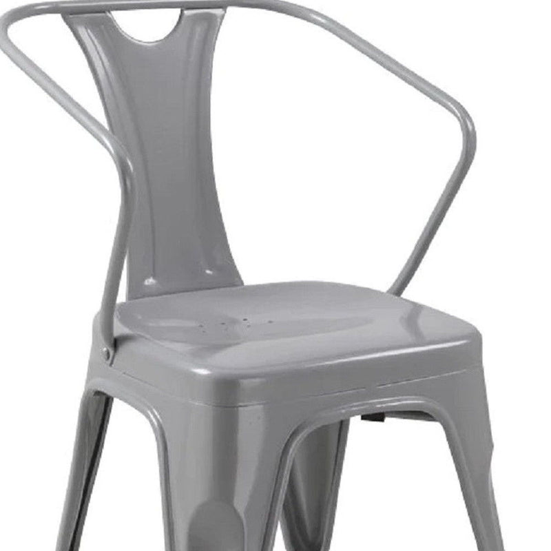 Metal Dining Arm Chairs (Set of 4) - Gray