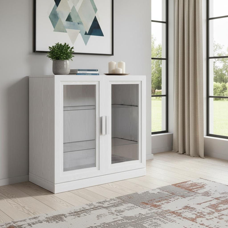 Wood Accent Cabinet With Two Doors - White