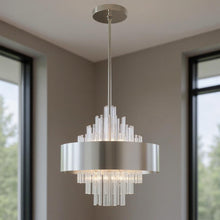 Load image into Gallery viewer, 27'' Eight Light Dimmable Chandelier With Shades - Nickel
