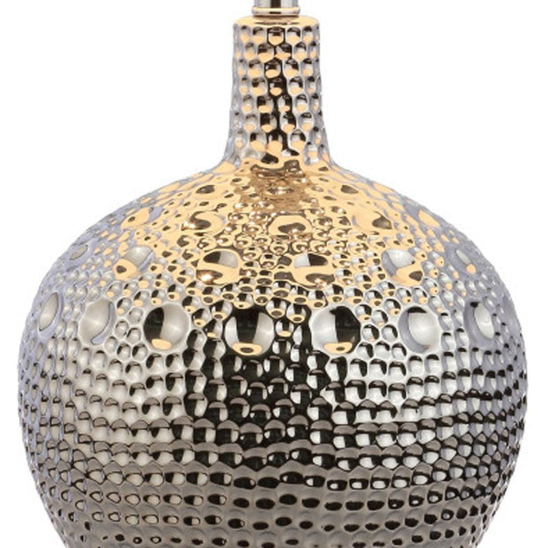 27" Novelty Bedside Lamp With Drum Shade - Silver