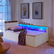 Load image into Gallery viewer, Upholstered Daybed With Storage Headboard, Wireless Charging, LED Lights
