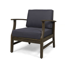 Load image into Gallery viewer, Enchanting Outdoor Club Chair With Slat Panel Design And Water Resistant Cushion - Dark Gray
