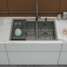 Load image into Gallery viewer, Double Bowl Drop In Sink With 2 - 9" Deep Basins - Gunmetal Black
