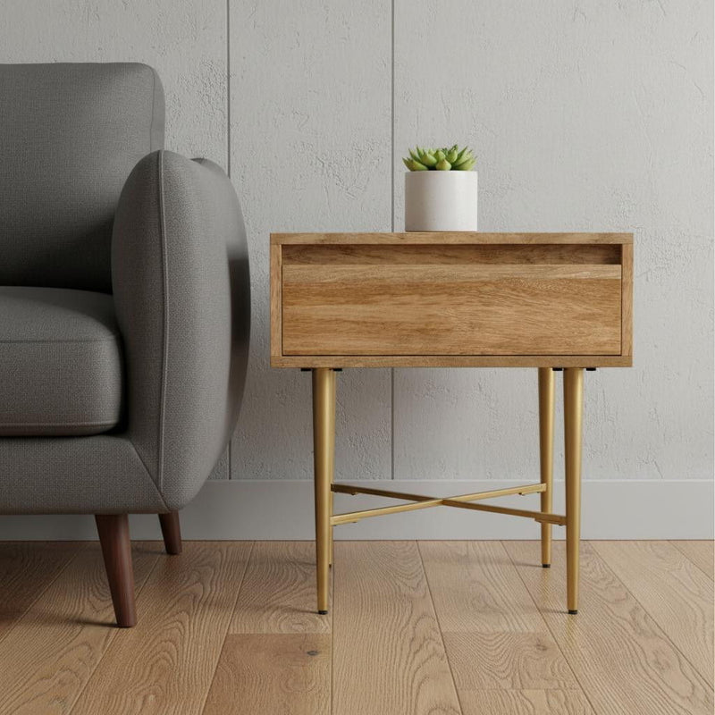 22" Metal Square End Table - Natural