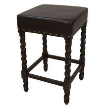 Load image into Gallery viewer, Faux Leather Backless Counter Height Bar Chair With Footrest 24" - Black And Espresso
