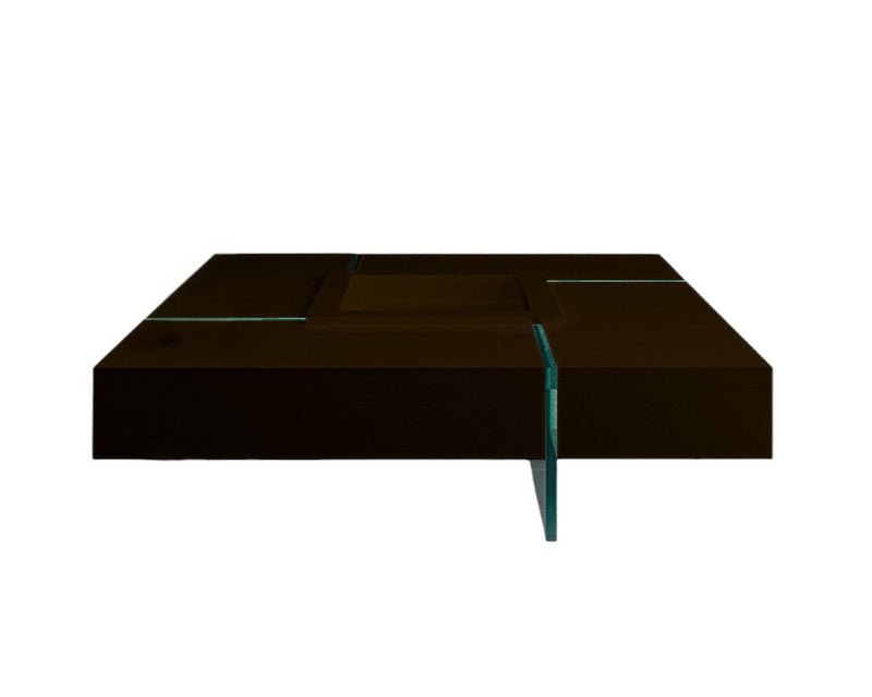 47" Wood And Glass Square Coffee Table - Espresso And Clear