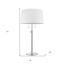 Load image into Gallery viewer, Metal Two Light Adjustable Table Lamp With White Empire Shade - Silver
