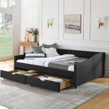 Load image into Gallery viewer, Upholstered Tufted Daybed With 2 Drawers, Waved Arms
