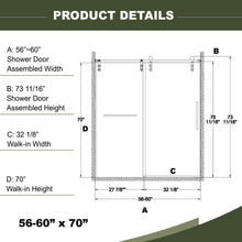 Load image into Gallery viewer, Frameless Shower Door, Sliding Shower Door, Premium 5 / 16" (8 Mm) Thick Tempered Glass Shower Enclosure With Towel Bar, Double Side Easy Clean Coat, Finished With Buffer
