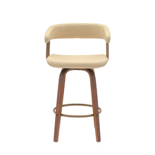 Load image into Gallery viewer, Faux Leather Swivel Counter Height Bar Chair - Cream And Wood Brown

