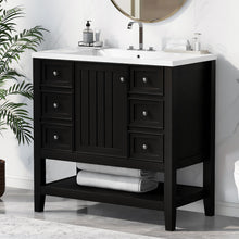 Load image into Gallery viewer, 36" Bathroom Vanity &amp; Sink, 2 Cabinet And 3 Drawers - Black
