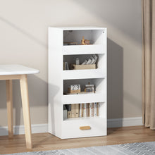 Load image into Gallery viewer, 4 Tier Freestanding Bookshelf With 3 Sliding Drawers And 1 Bottom Drawer - White
