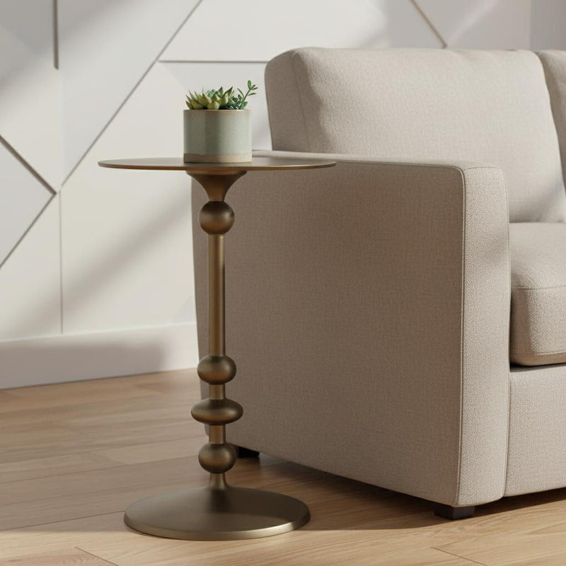 19" Bronze Aluminum Round Pedestal End Table - Gold
