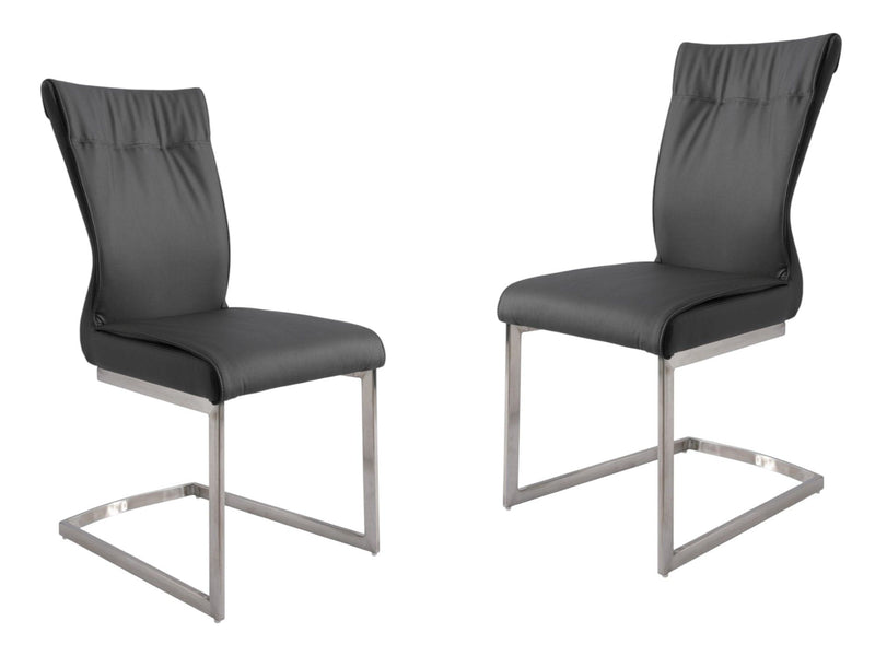 Upholstered Dining Side Chairs (Set of 2) - Gray / Silver