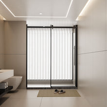 Load image into Gallery viewer, Frameless Shower Door Single Sliding, Clear Tempered Glass Shower Door With Zinc Roller Rail System, Stainless Steel Handle - Black
