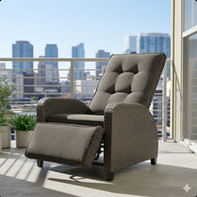Load image into Gallery viewer, Adjustable Outdoor Lounge Chair, Plush Cushions &amp; Extendable Footrest - Gray
