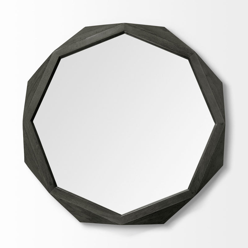 41" Octagon Frame Wall Mirror - Black