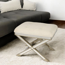 Load image into Gallery viewer, Polyester Blend Ottoman - Brown / Ivory
