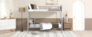 Twin Over Twin Metal Bunk Bed,Divided into Two Beds(Silver){OLD SKU:MF280424AAN}