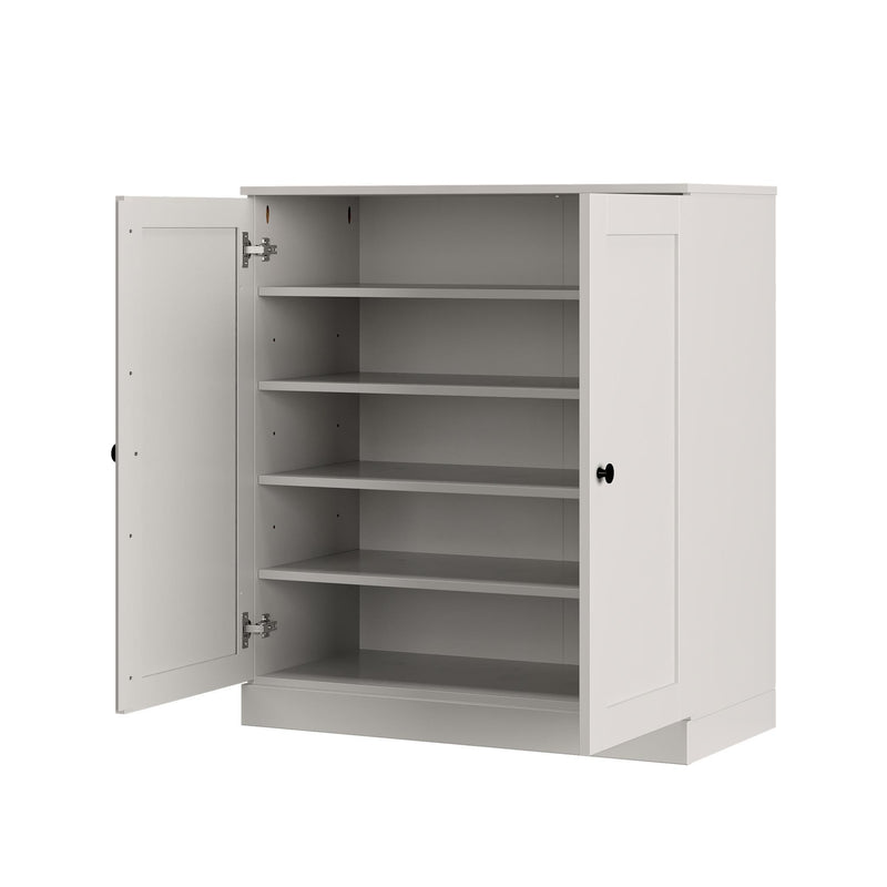 Twenty Pair Solid Woodshoe Storage Cabinet (752356) - Off White