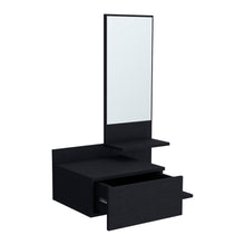 Load image into Gallery viewer, 36" Wood Wall Mounted Accent Cabinet With Drawer And Mirror - Black And Silver
