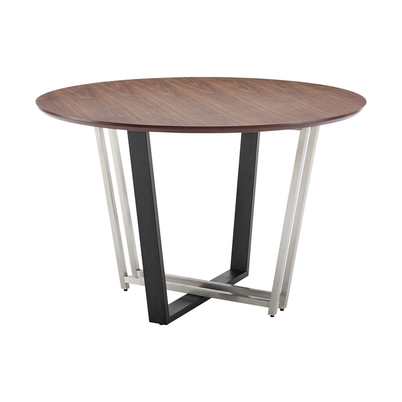 48" Iron Sled Base Round Top Dining Room Table - Brown