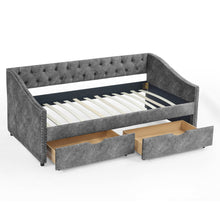 Load image into Gallery viewer, Upholstered Tufted Daybed With 2 Drawers, Waved Arms

