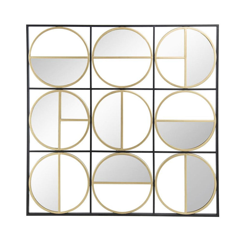 36" Square Iron Framed Accent Mirror - Black / Gold