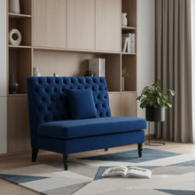 Load image into Gallery viewer, Velvet Loveseat - Navy Blue / Black
