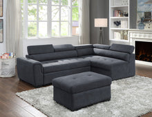 Load image into Gallery viewer, Haris - Sleeper Sofa Sectional With Adjustable Headrest And Storage Ottoman - Dark Gray
