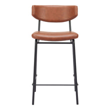 Load image into Gallery viewer, 30" Faux Leather And Steel Low Back Bar Height Bar Chairs (Set of 2) - Brown / Black
