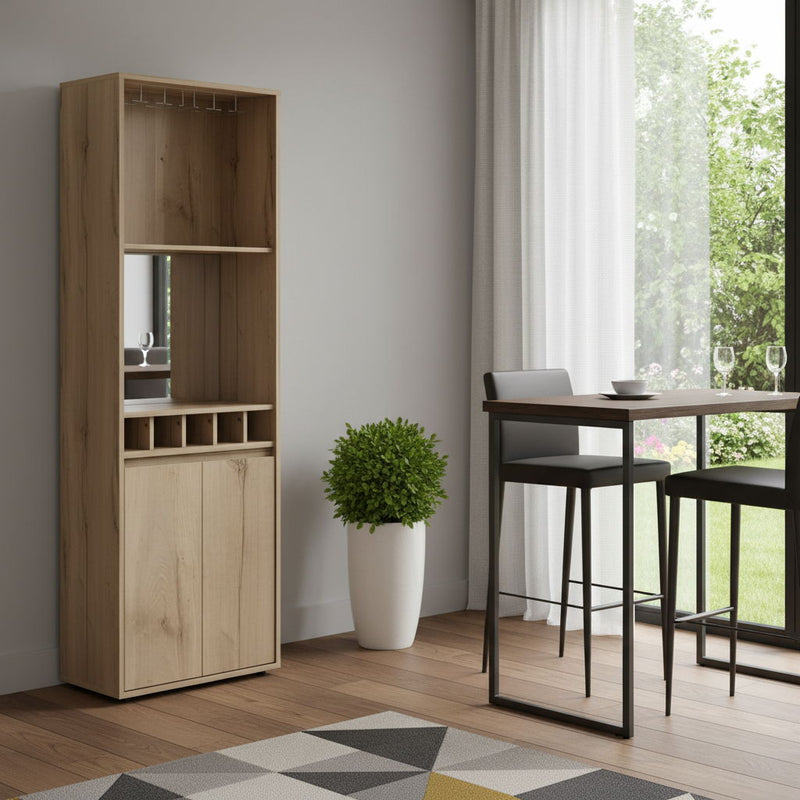 Wood Bar Cabinet With Two Doors - Oak