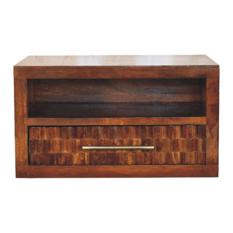 Solid Wood Two Drawer Floating Nightstand (731539) - Brown