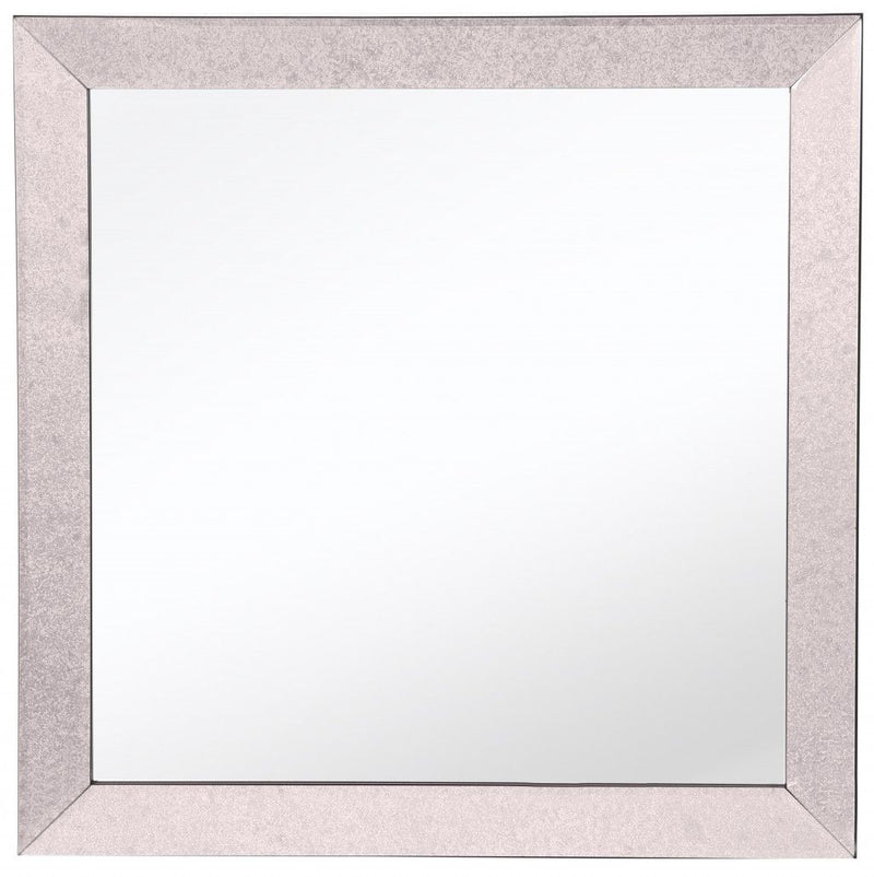 24" Square Glass Framed Accent Mirror - Gray