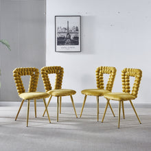 Load image into Gallery viewer, Modern Chair With Iron Tube Legs, Soft Cushions And Comfortable Backrest, Suitable For Dining Room, Living Room, Cafe, Hairball Back
