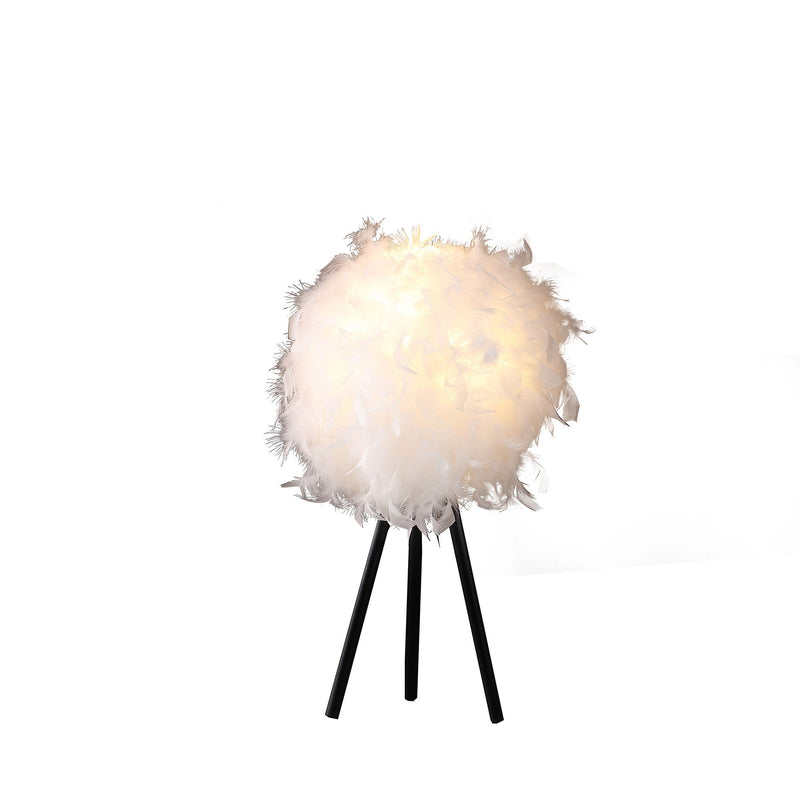 Faux Feather Tripod Table Lamp - Black And White