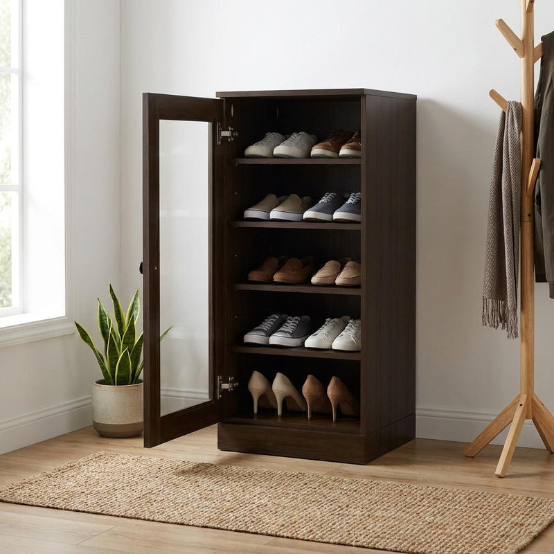 Ten Pair Solid Woodshoe Storage Cabinet (752258) - Espresso