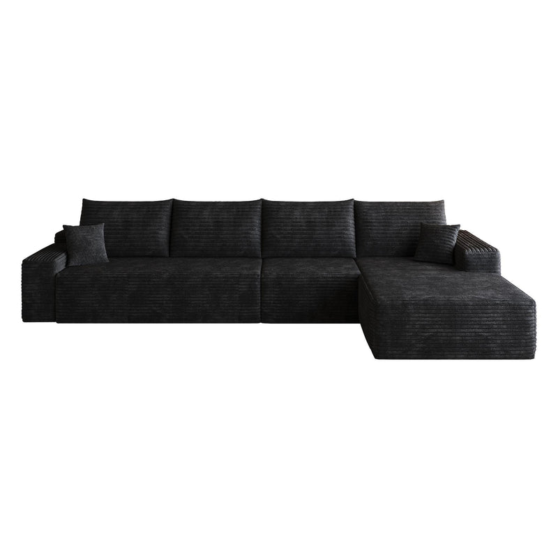 Corduroy Modular L Shaped Sofa And Chaise Sectional (762644) - Black