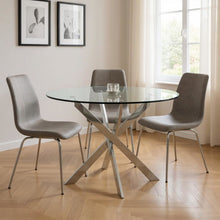 Load image into Gallery viewer, 48" Glass And Metal Cross Leg Base Round Top Dining Table - Clear
