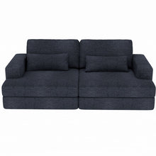 Load image into Gallery viewer, Chenille Modular Stainless Steel Sleeper Sofa With Toss Pillows - Blue
