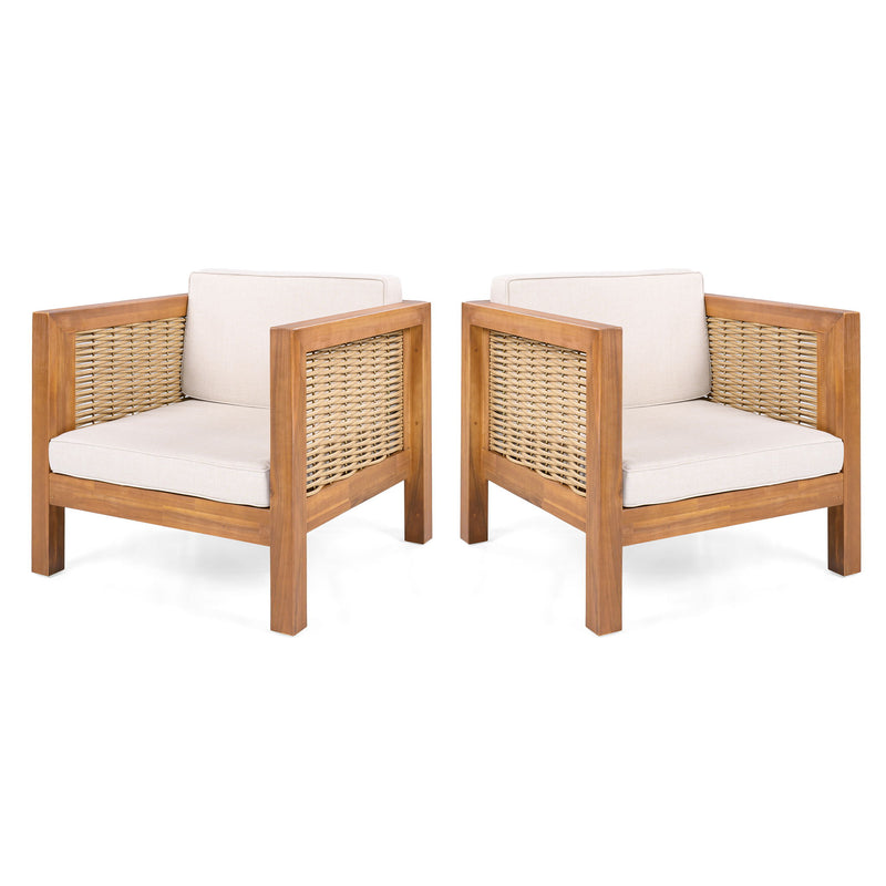 Outdoor Club Chair With Wicker Armrest