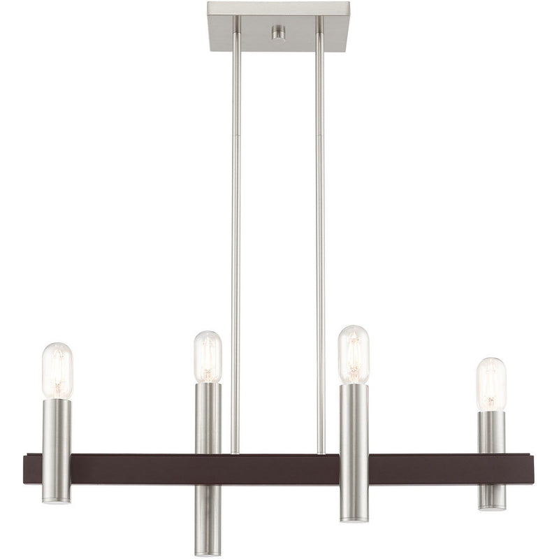 24'' Four Light Dimmable Chandelier With Shades - Bronze