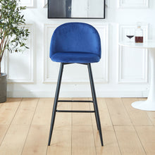 Load image into Gallery viewer, Bar Stool (Set of 2) Modern Counter Bar Height Chair With Back, Sturdy Metal Legs &amp; Footrests, Island Stool For Kitchen Bar - Blue
