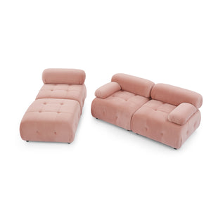 Modular Sectional Sofa, Button Tufted Designed and DIY Combination,L Shaped Couch with Reversible Ottoman, Pink Velvet