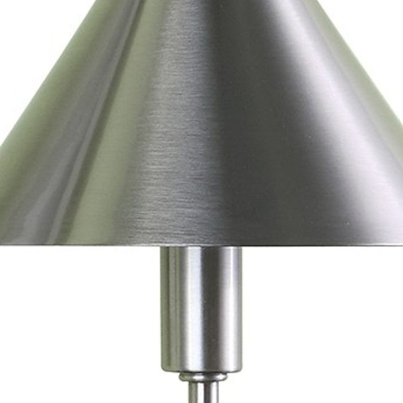 Metal Bedside Table Lamp With Silver Cone Shade - Silver