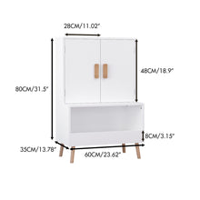 Load image into Gallery viewer, Toy Storage Cabinet With Doors And Open Shelf, Toddler Bookshelf For Playroom - White
