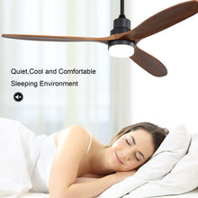 Load image into Gallery viewer, Ceiling Fan With Lights 3 Solid Wood Fan Blade Noiseless Reversible Motor Remote Control - Black
