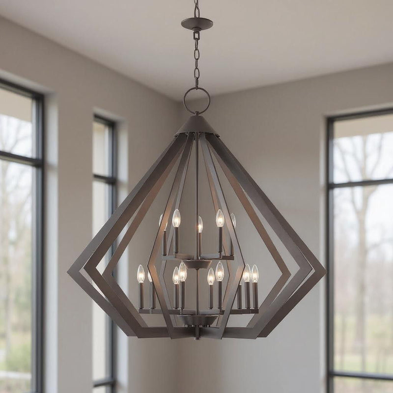 41'' Multi Light Dimmable Chandelier With Shades - Bronze