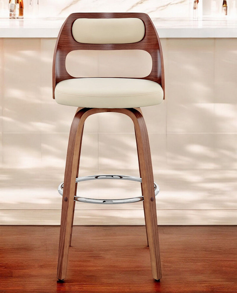 Swivel Bar Chair - Cream And Brown