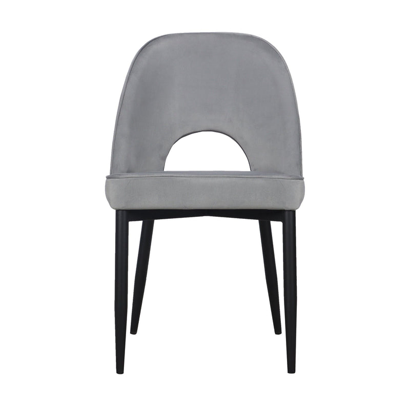 Slipcovered Upholstered Velvet Partially Open Back Dining Side Chairs (Set of 2) - Gray
